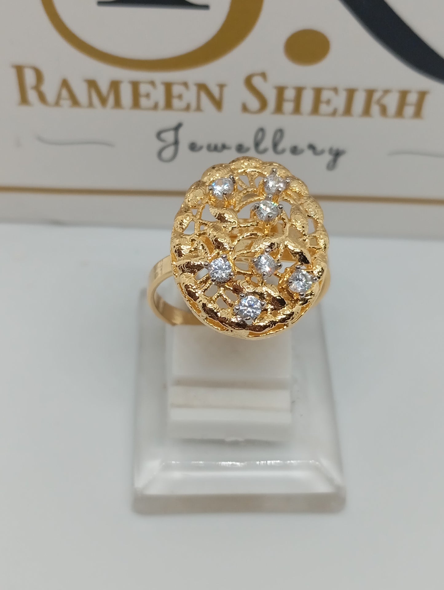 Diamond cut Zircon | judao ring | 22k gold polish | RR-102