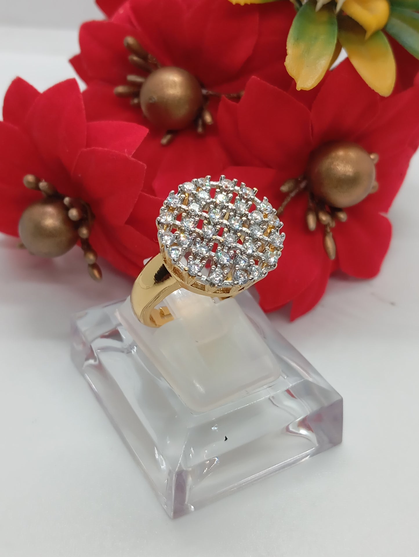 Diamond 💎 cut Zircon judao adjustable ring 22 k gold plated hand crafted | RR-3255