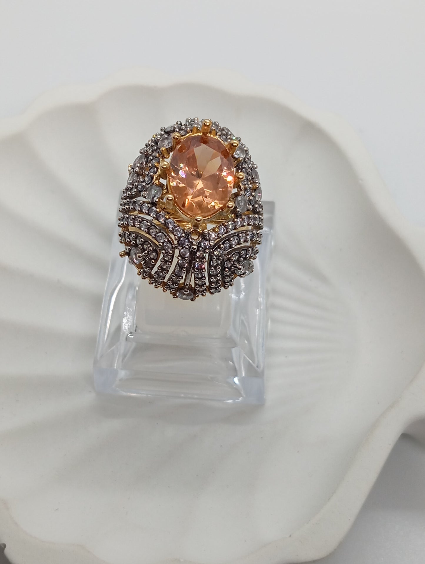 Premium Diamond ๐ cut Zircon judao adjustable ring|6 colours| with stone, 22 k gold polish hand crafted | gR-89z