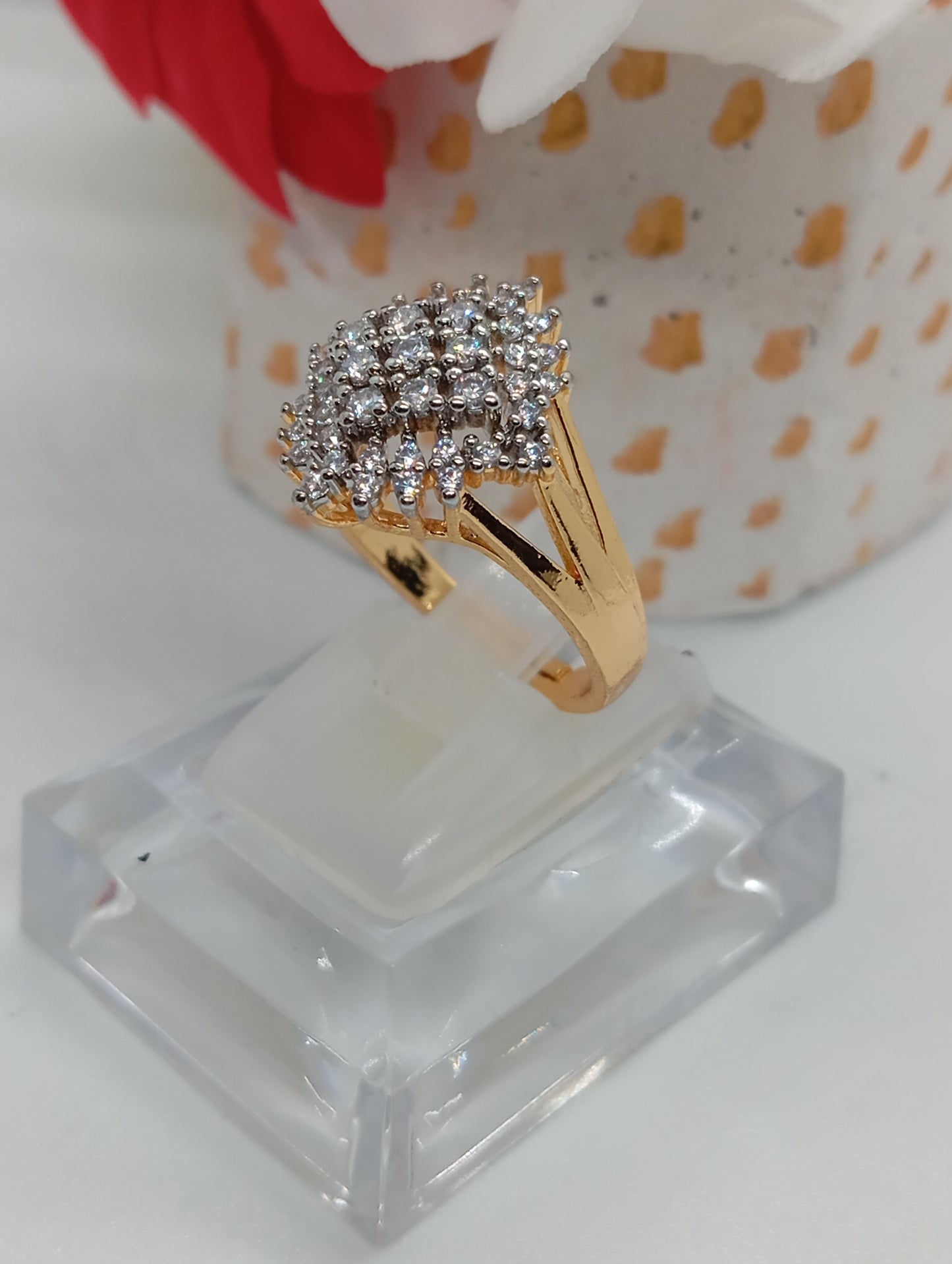 Diamond 💎 cut Zircon judao adjustable ring 22 k gold plated hand crafted | RR-3254