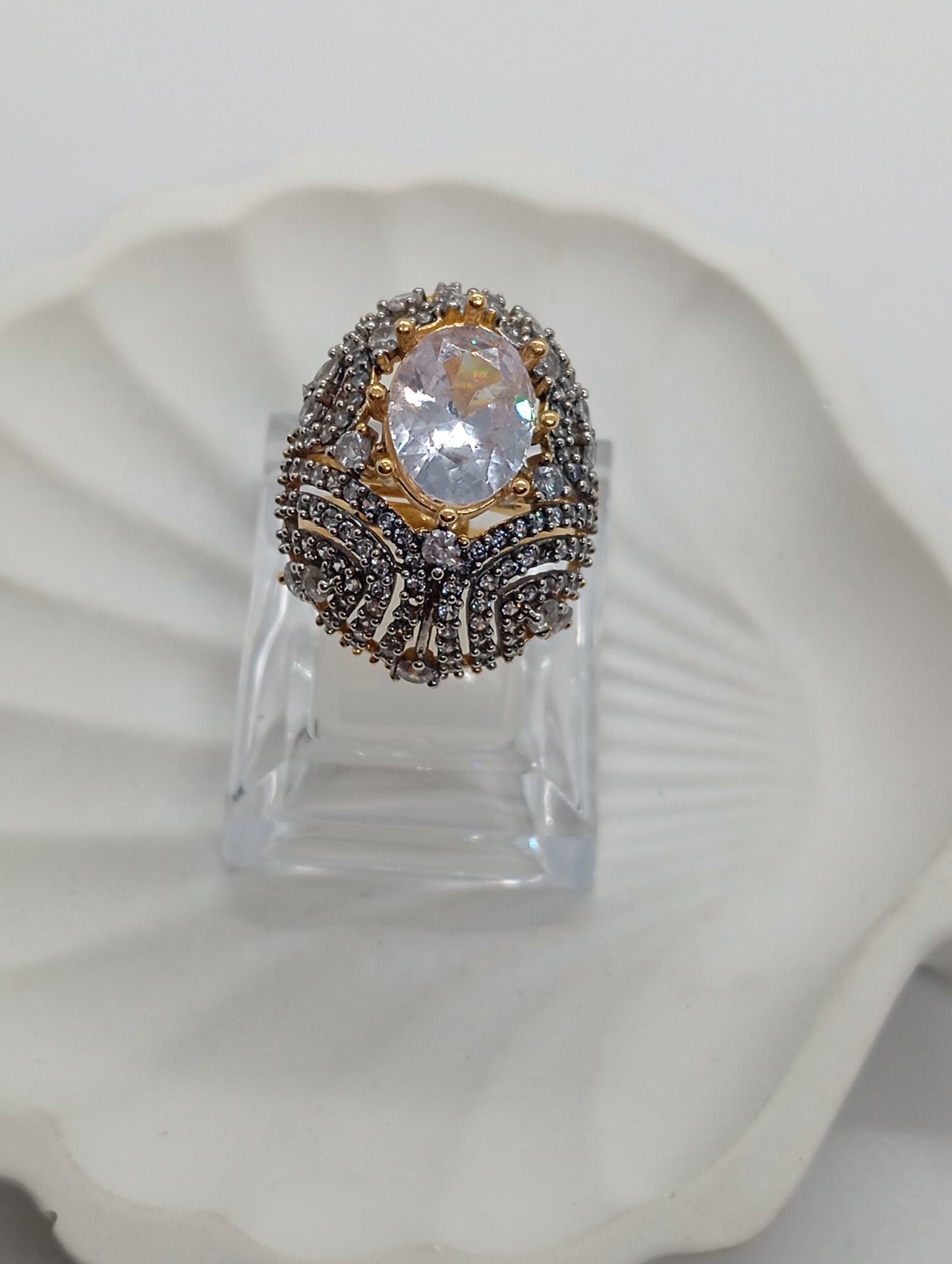Premium Diamond ๐ cut Zircon judao adjustable ring|6 colours| with stone, 22 k gold polish hand crafted | gR-89z