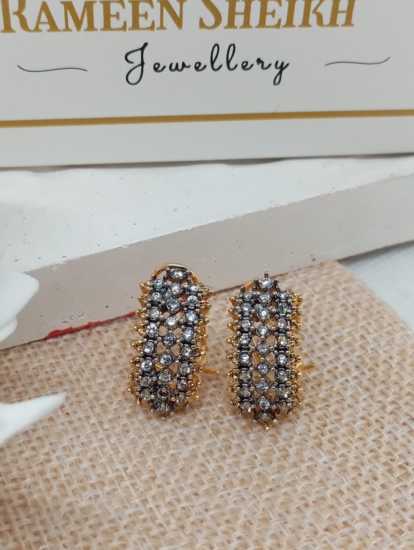 Twilight | Diamond cut Zircon earrings | 22K Gold Plated | RME-218