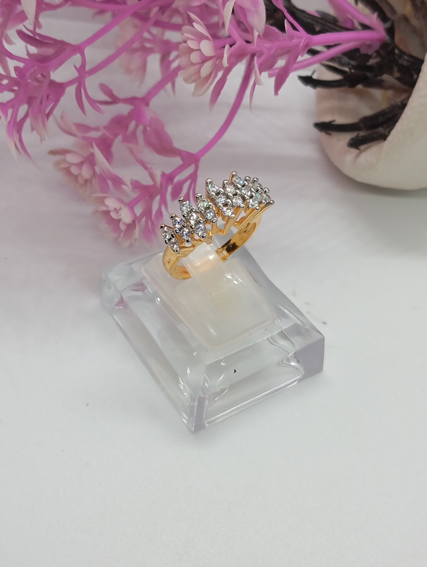 Diamond 💎 cut Zircon judao adjustable ring 22 k gold plated hand crafted | RR-3251