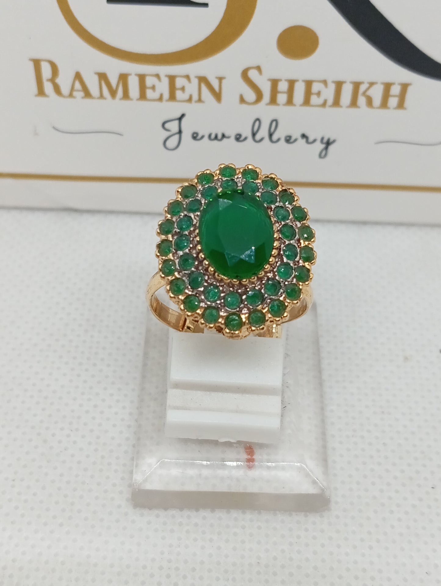 Stone & Zircons embedded adjustable ring | 7 colors | 22 k gold plated hand crafted | RR-8749