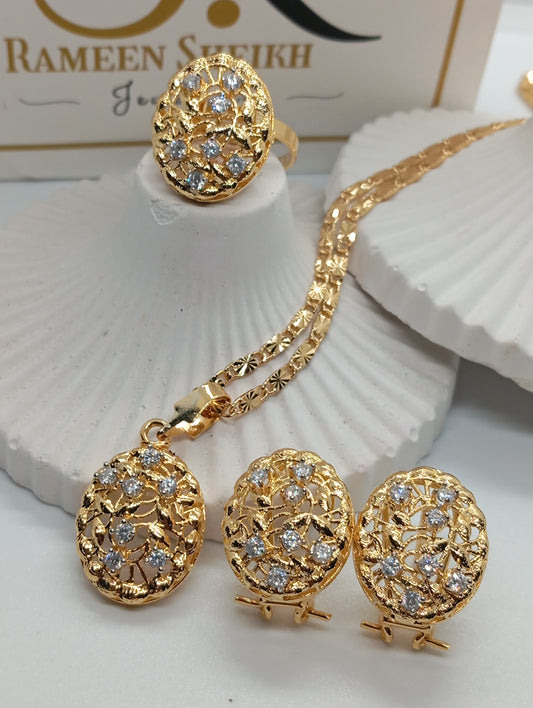 Glitter |Premium Handmade Locket set in Diamond Cut Zircons  | 22K Gold Plated | RS-648