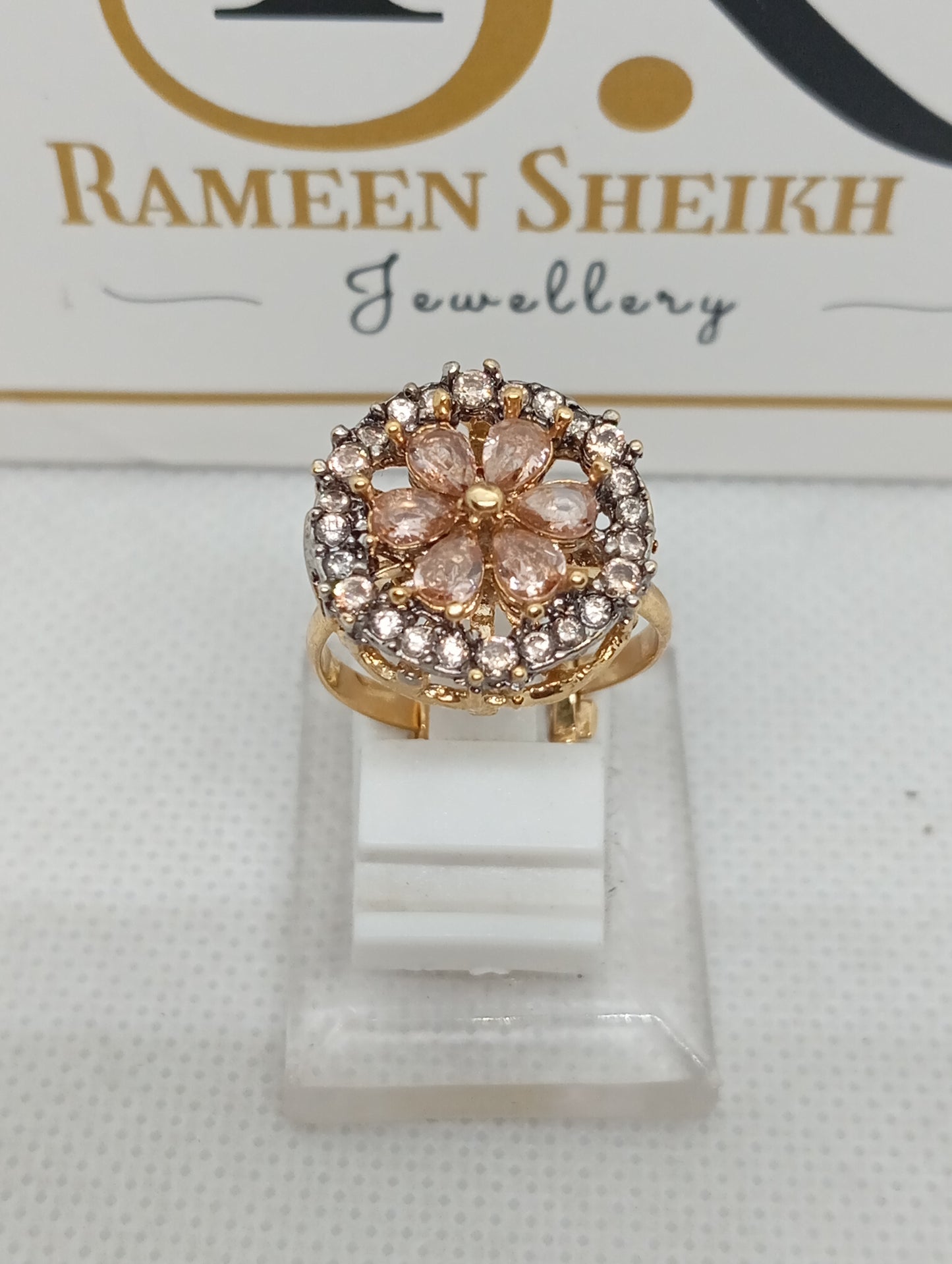 Stone & Zircons embedded adjustable ring | 2 colors | RR-86g5i
