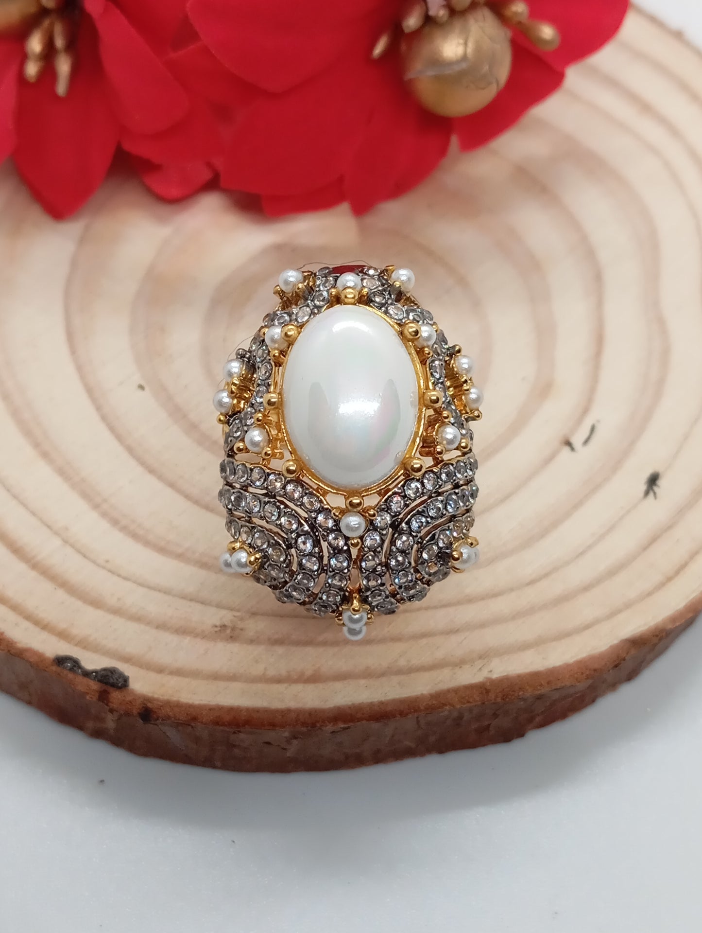 Premium Diamond 💎 cut Zircon judao adjustable ring|6 colours| with stone, 22 k gold polish hand crafted | gR-89z