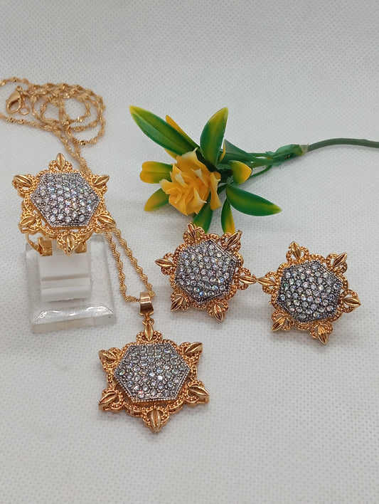 Dazle | Premium Diamond Cut Zircon Locket Set 22K Gold Polish | RD-2039