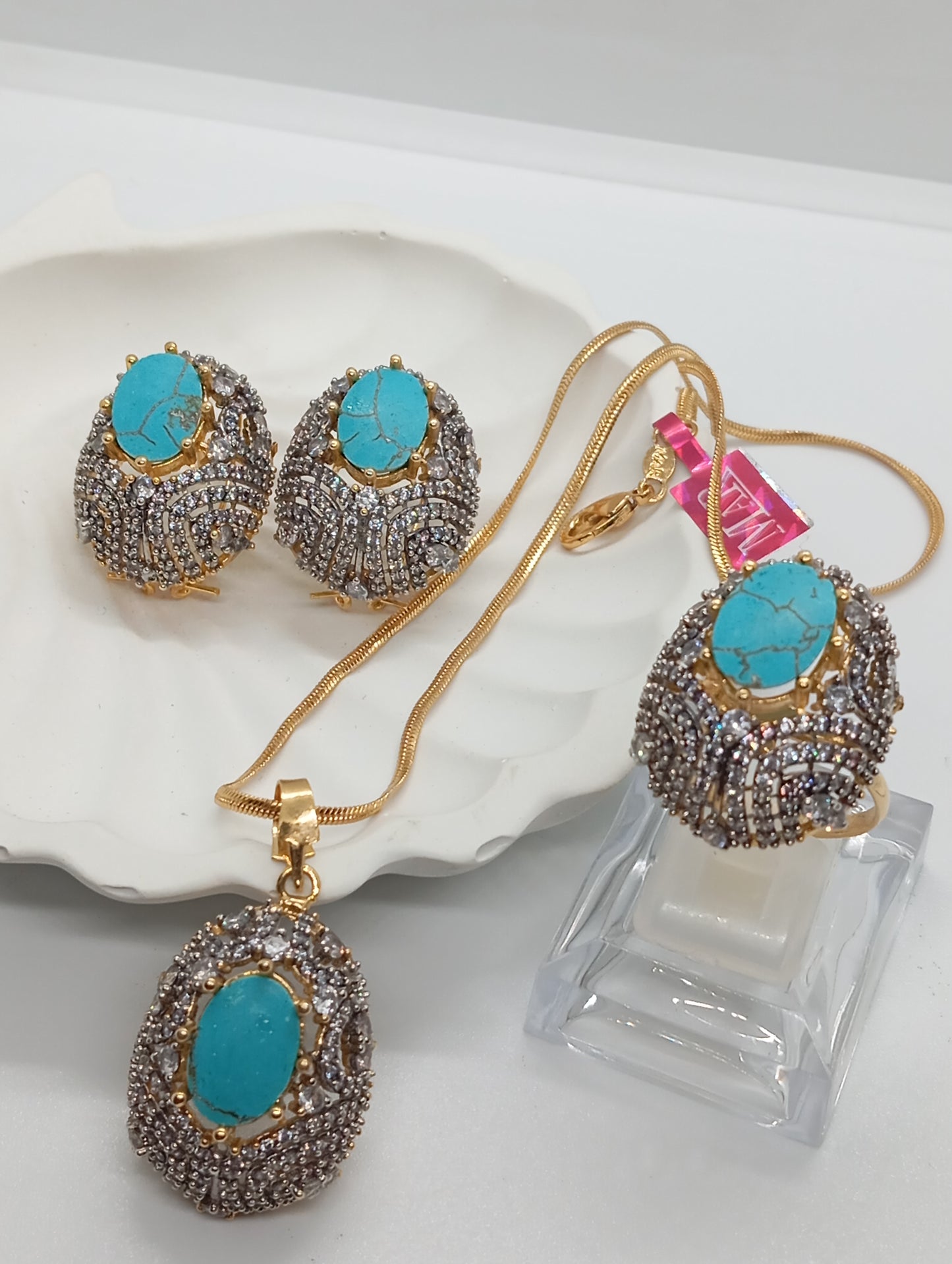Galaxy |6 COLORS |  Premium Locket set in Diamond Cut Zircons | 22K Gold Polish | RDN-2014