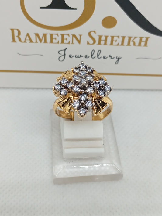 Epic Diamond 💎 cut Zircon judao adjustable ring 22 k gold plated hand crafted | RR-8899