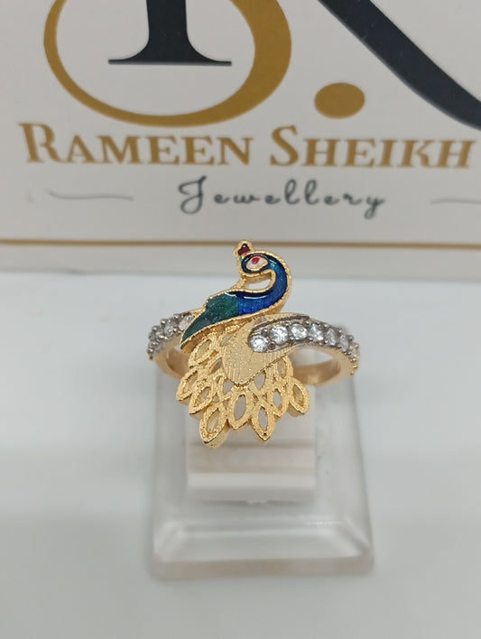Mughal Era |Diamond 💎 cut Zircon judao adjustable ring 22 k gold plated hand crafted | RR-859i9