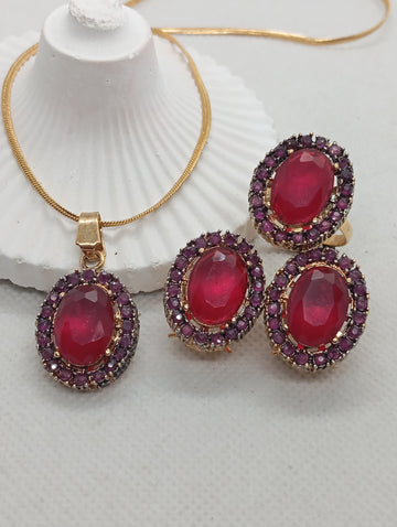 22k Gold plated Premium locket set with stones |Hand carved |Devine | 4 Colors |  RSL-620