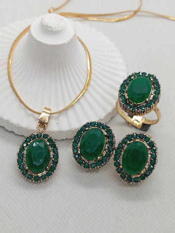 22k Gold plated Premium locket set with stones |Hand carved |Devine | 4 Colors |  RSL-620