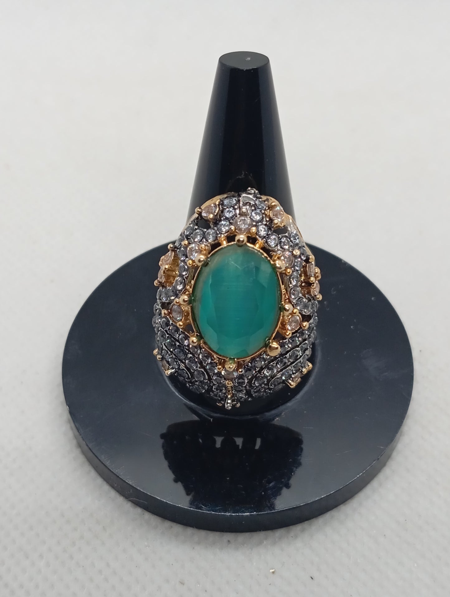 Premium Diamond 💎 cut Zircon judao adjustable ring|6 colours| with stone, 22 k gold polish hand crafted | gR-89z