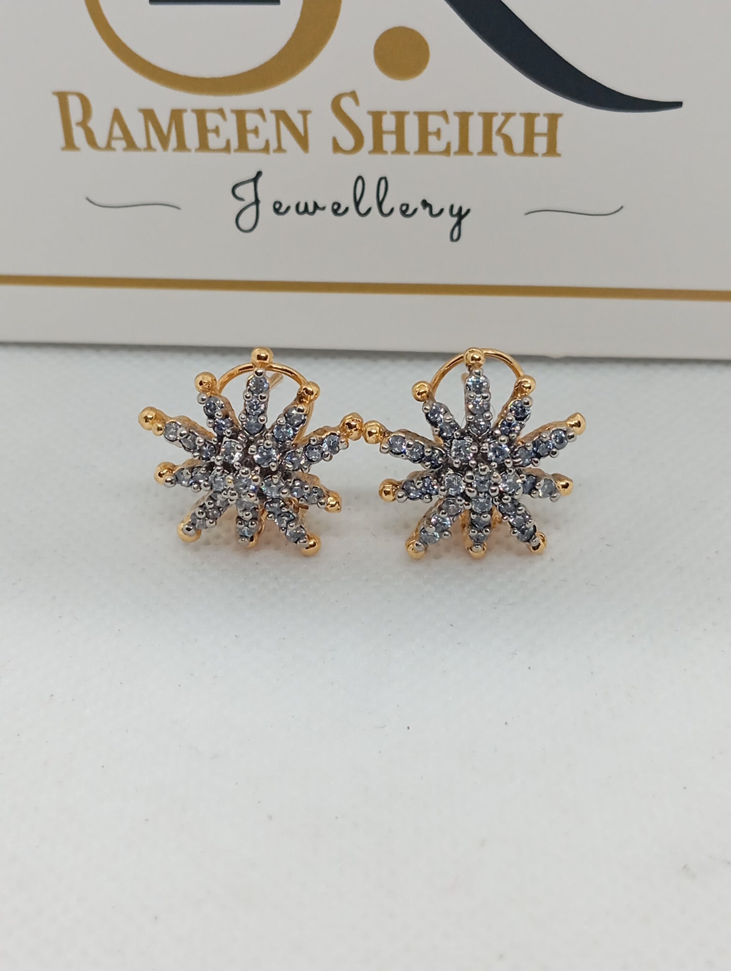 Diamond cut Zircon | judao earring | 22k gold polish | RE-932