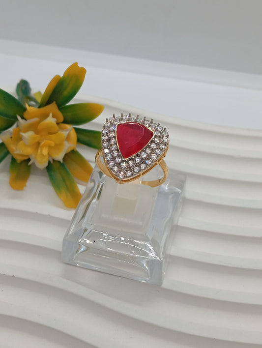 Premium Diamond 💎 cut Zircon judao adjustable ring| 5 colours| with stone, 22 k gold polish hand crafted | gR-980