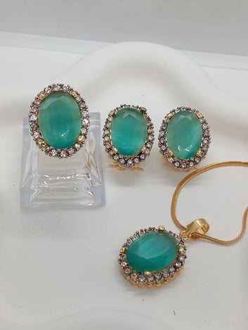 Premium Zircon judao Locket Set with Stones | Motia | 12 Colors |RSL-605