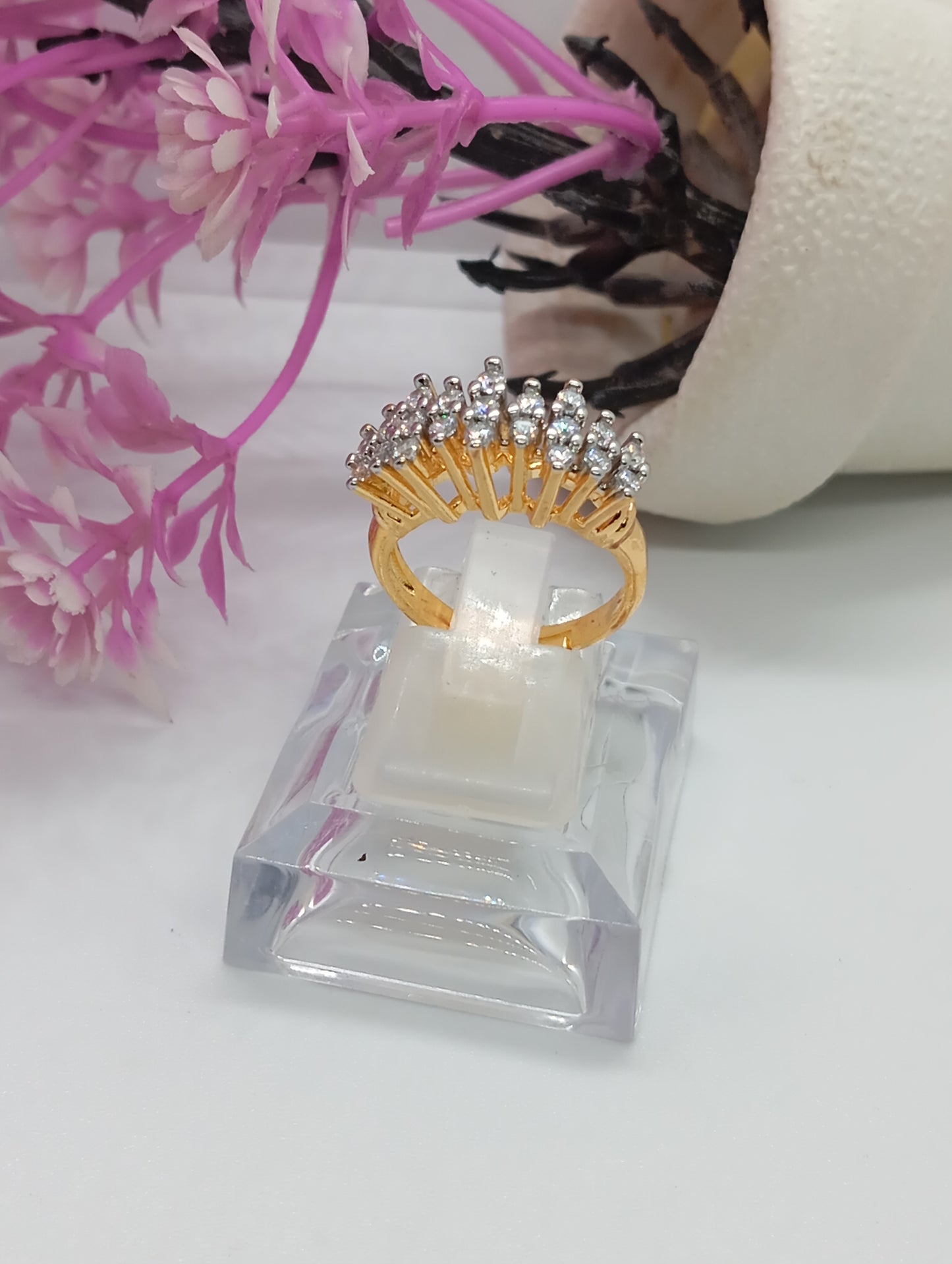 Diamond 💎 cut Zircon judao adjustable ring 22 k gold plated hand crafted | RR-3251