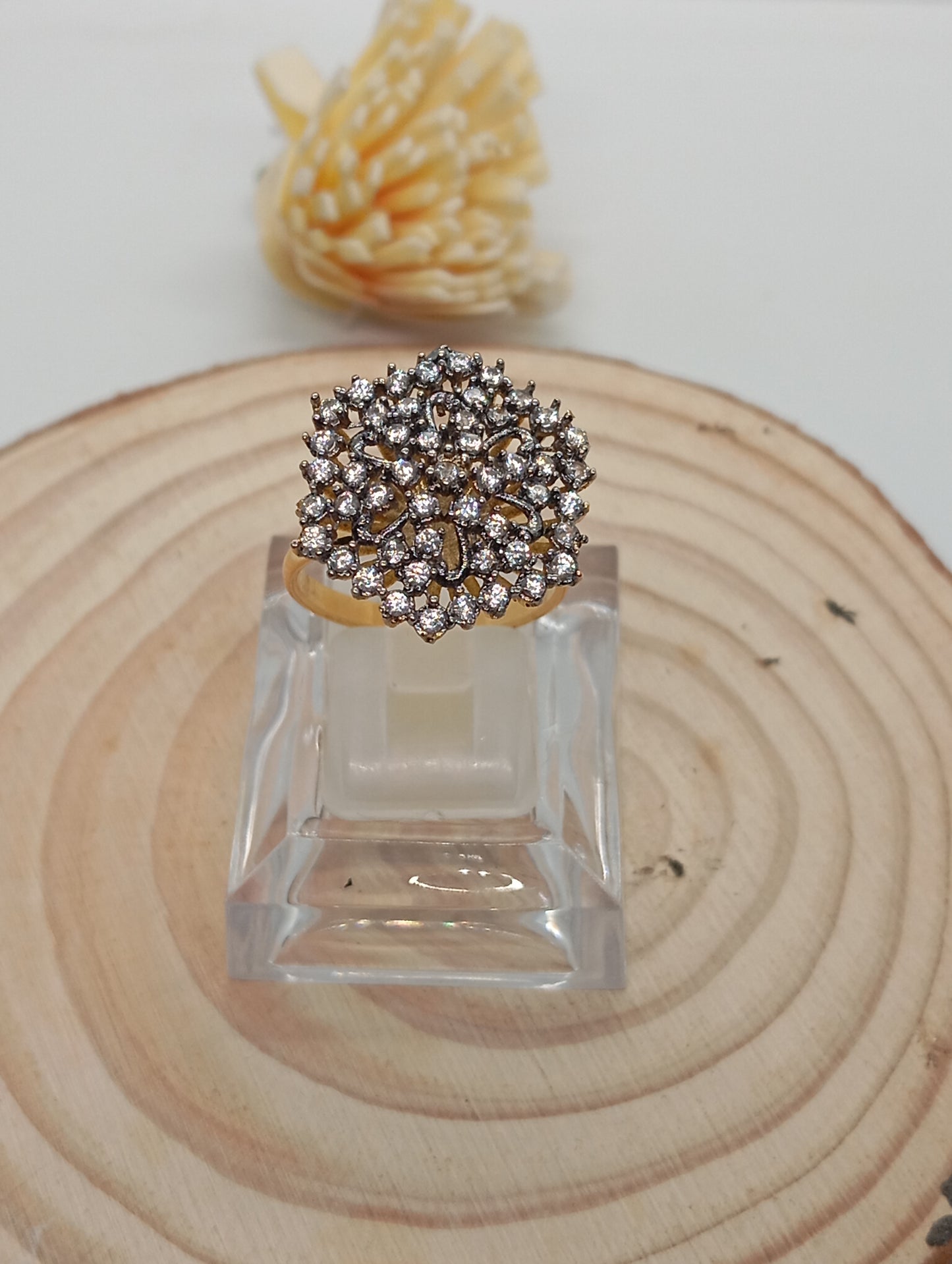 Diamond 💎 cut Zircon judao adjustable ring 22 k gold plated hand crafted | RR-567