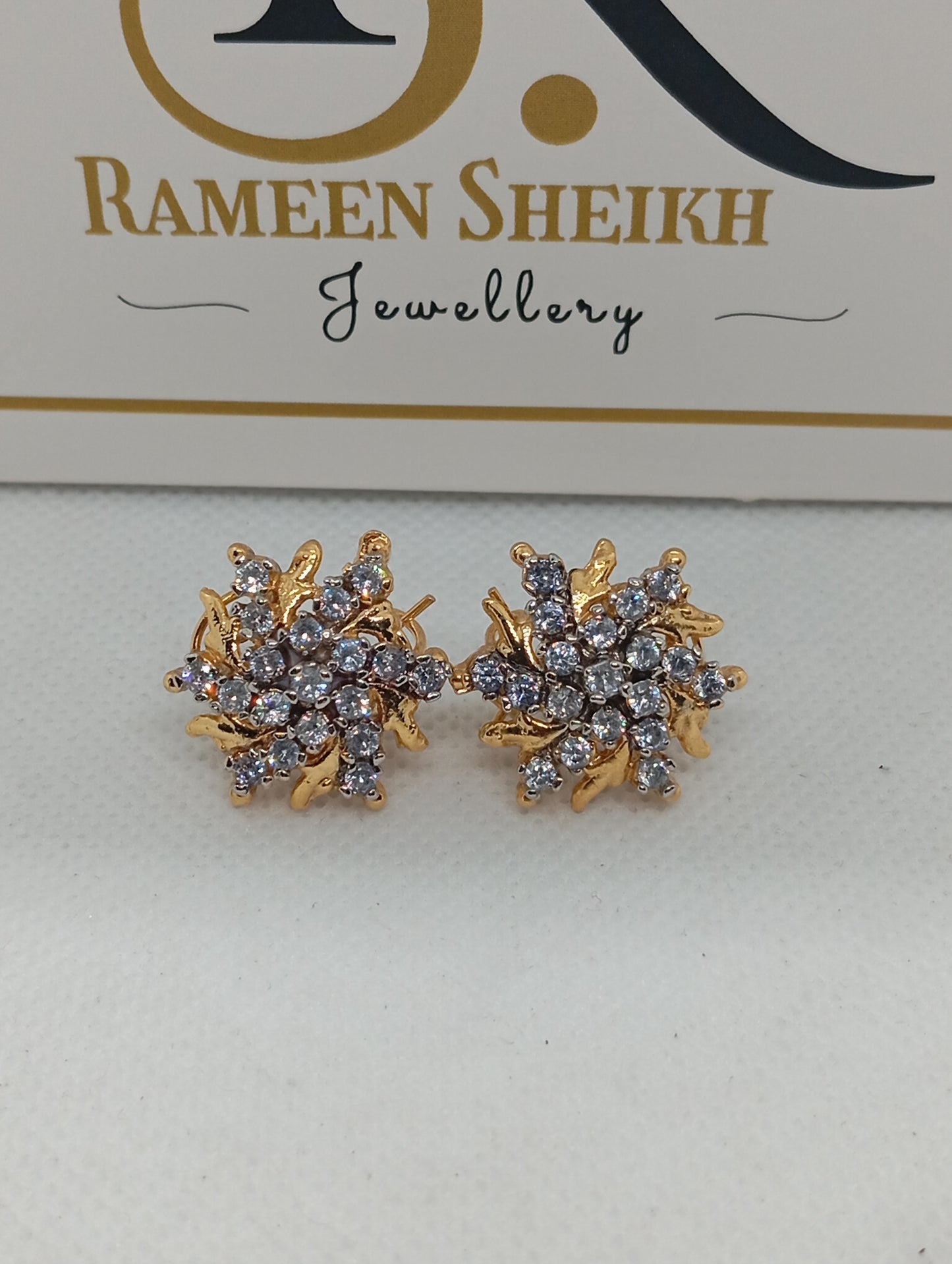 Diamond Cut Zircon Judao Earrings 18 K Gold Polish Hand Made | REEC-2069