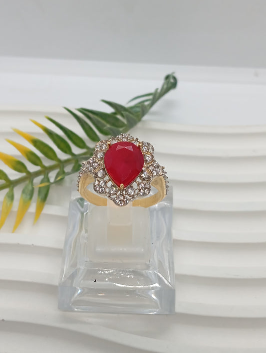 Premium Diamond 💎 cut Zircon judao adjustable ring| 5 colours| with stone, 22 k gold polish hand crafted | gR-985