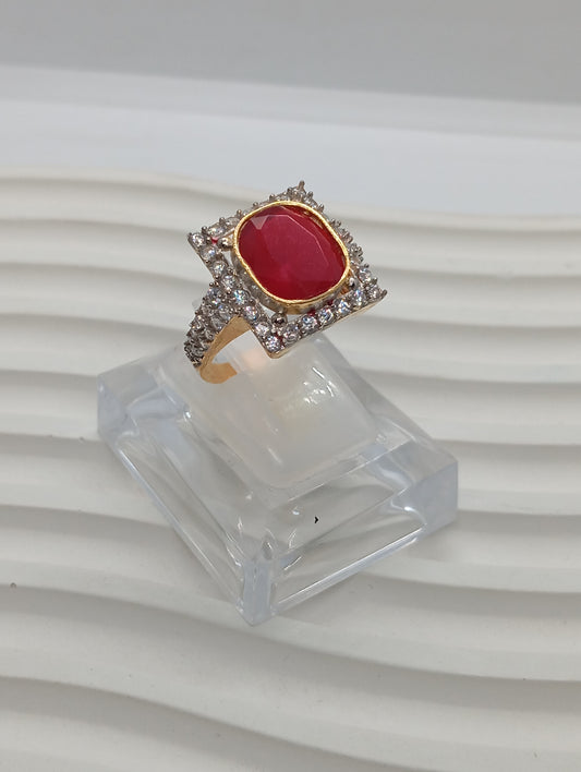 Premium Diamond 💎 cut Zircon judao adjustable ring| 4 colours| with stone, 22 k gold polish hand crafted | gR-91