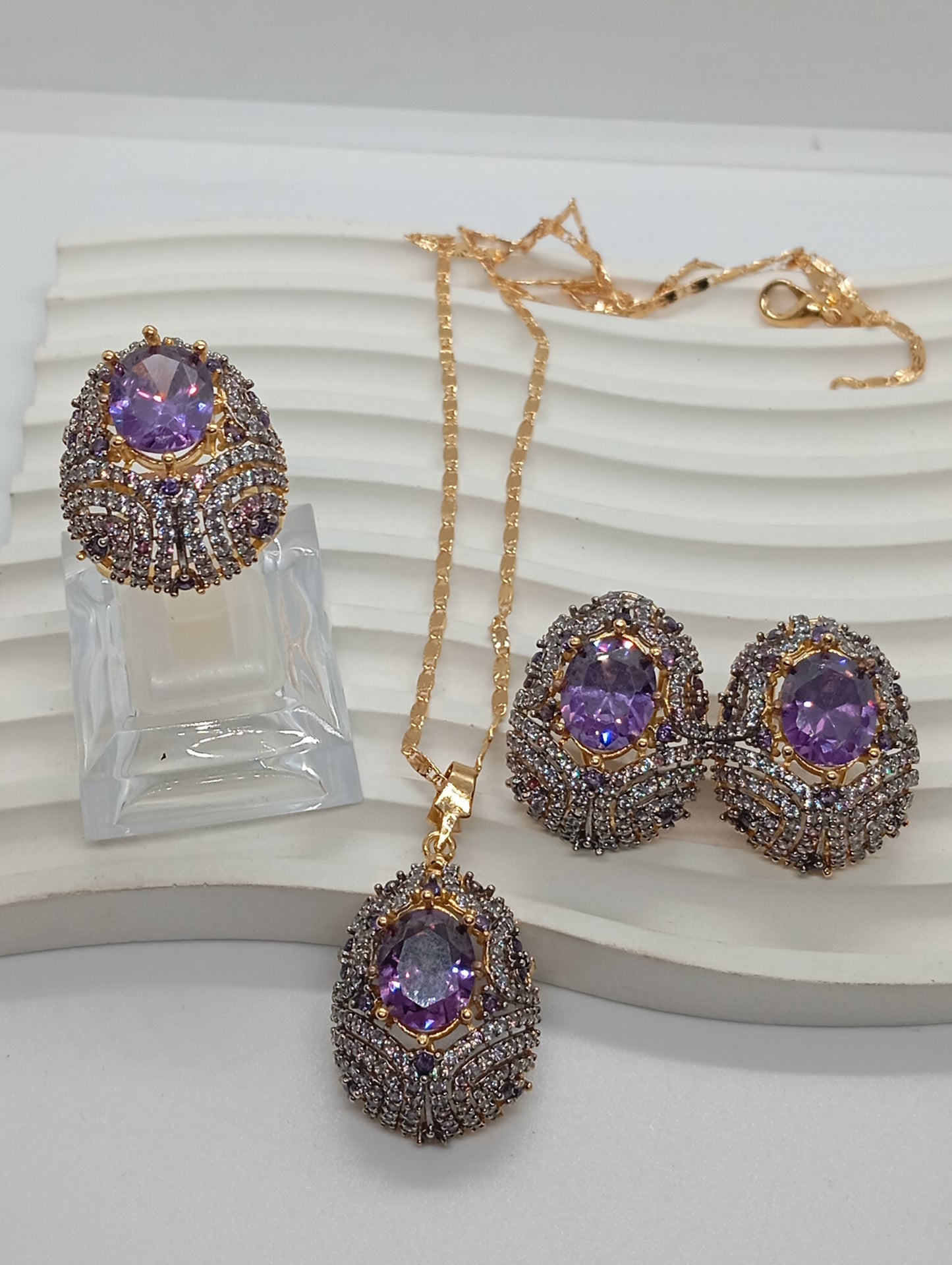 Galaxy |6 COLORS |  Premium Locket set in Diamond Cut Zircons | 22K Gold Polish | RDN-2014