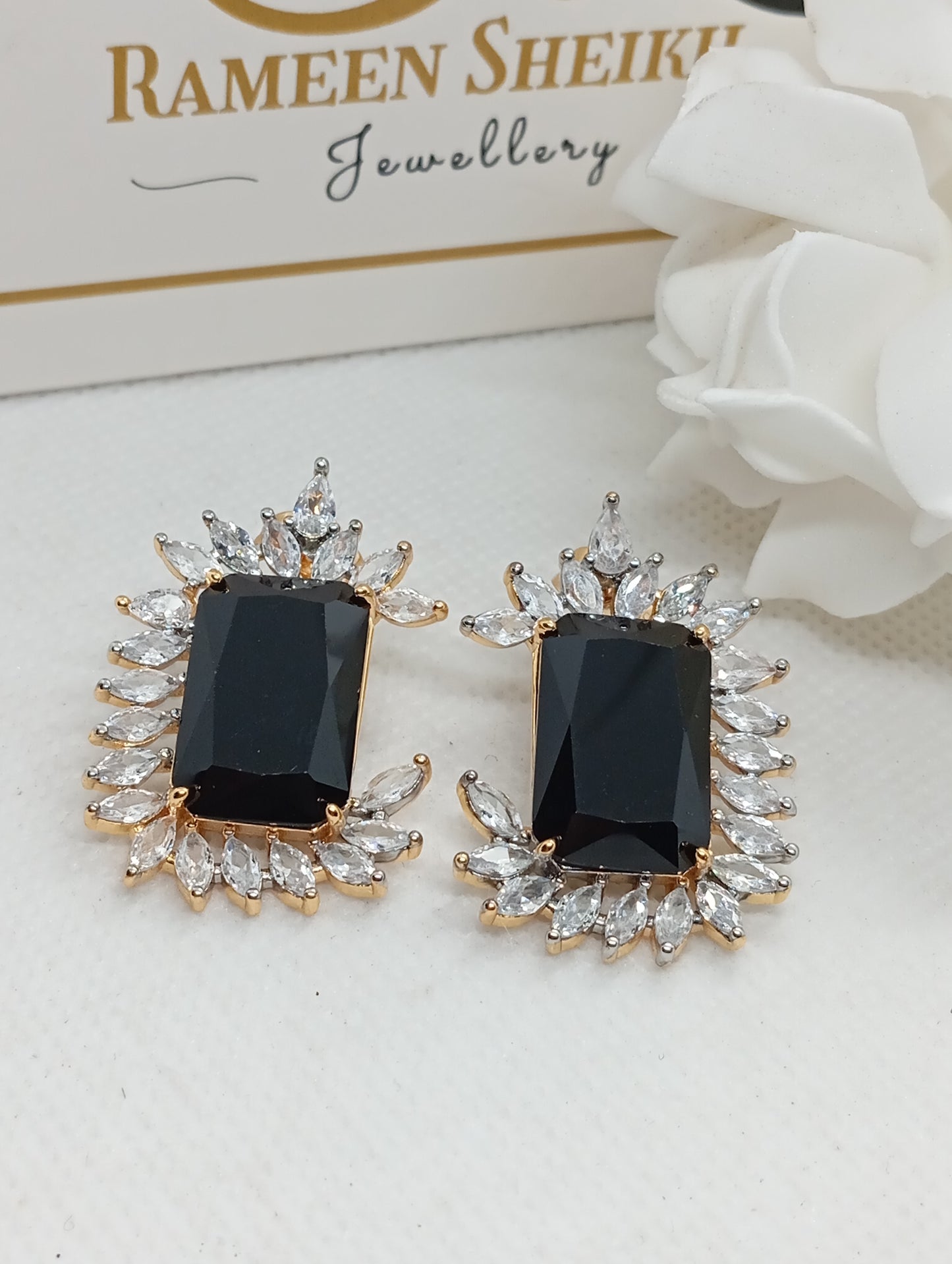 Premium Designer Judao Zircon Earrings | with Stones and 22k Gold Polish | 6 Colors | RE-1183