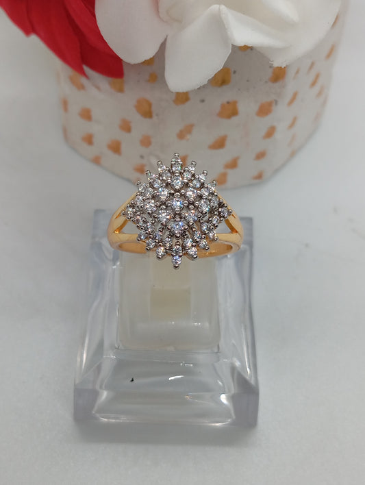 Diamond 💎 cut Zircon judao adjustable ring 22 k gold plated hand crafted | RR-3254