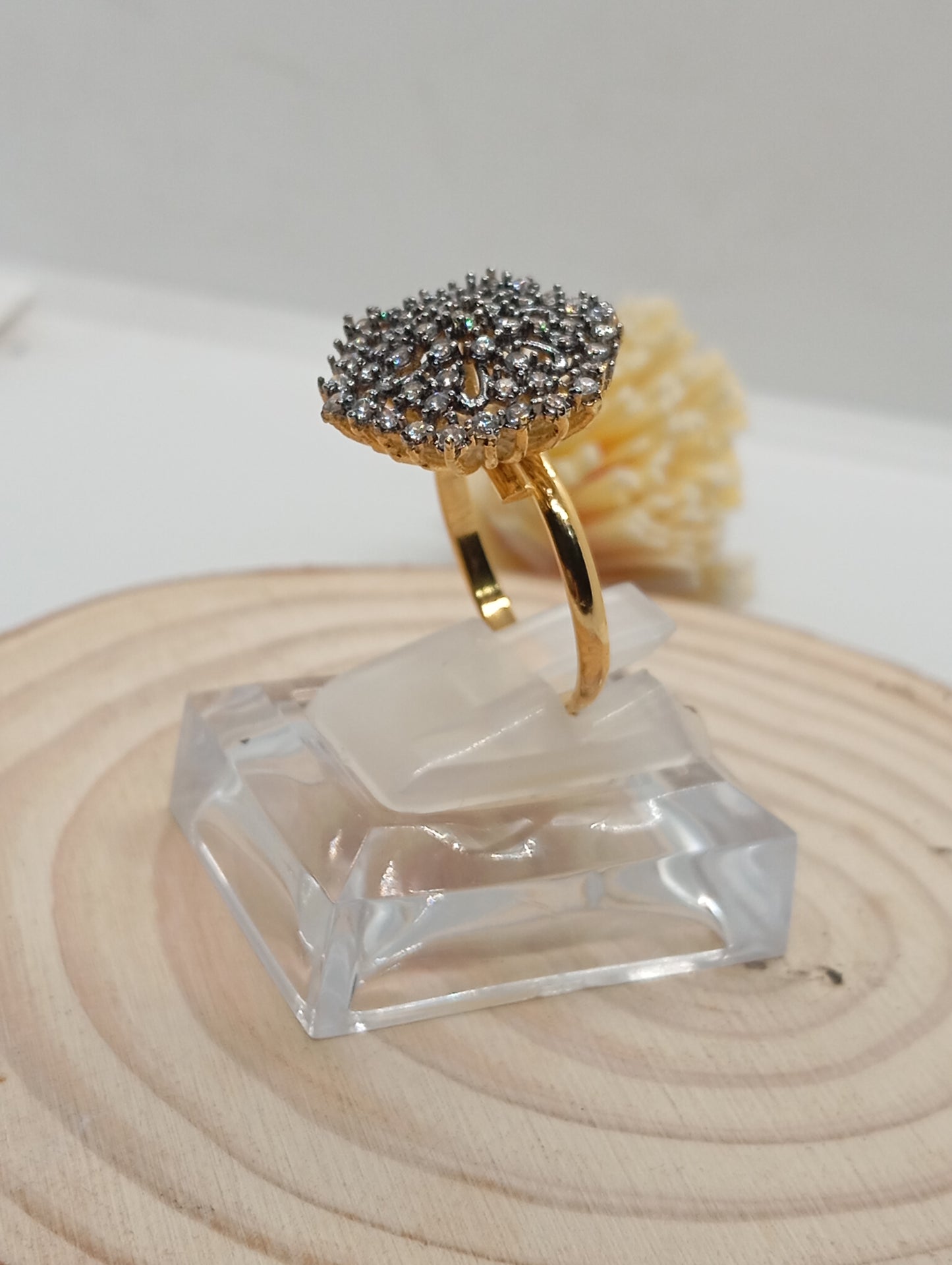 Diamond 💎 cut Zircon judao adjustable ring 22 k gold plated hand crafted | RR-567