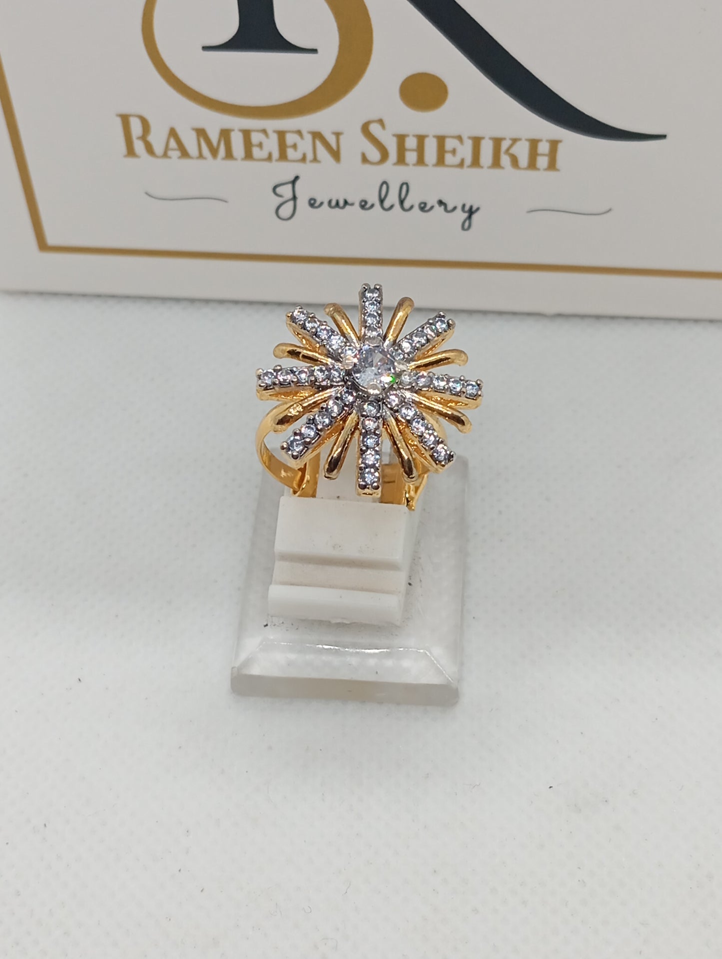 Hand Crafted Diamond Cut Zircon Judao Ring(Adjustable) | 18 K Gold Polish (3 yrs. Warranty) | RR-103