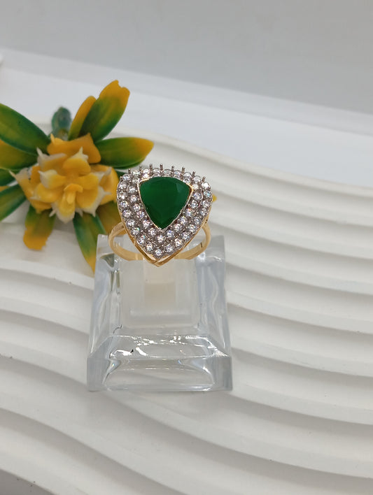 Premium Diamond 💎 cut Zircon judao adjustable ring| 5 colours| with stone, 22 k gold polish hand crafted | gR-980