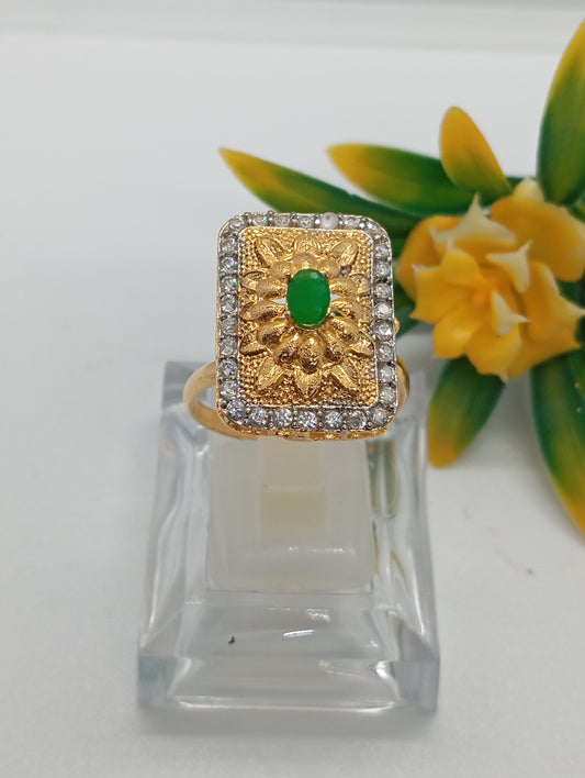 Premium Gold plated ring💎with stones,adjustable ring , 22 k gold polish hand crafted | TM-898