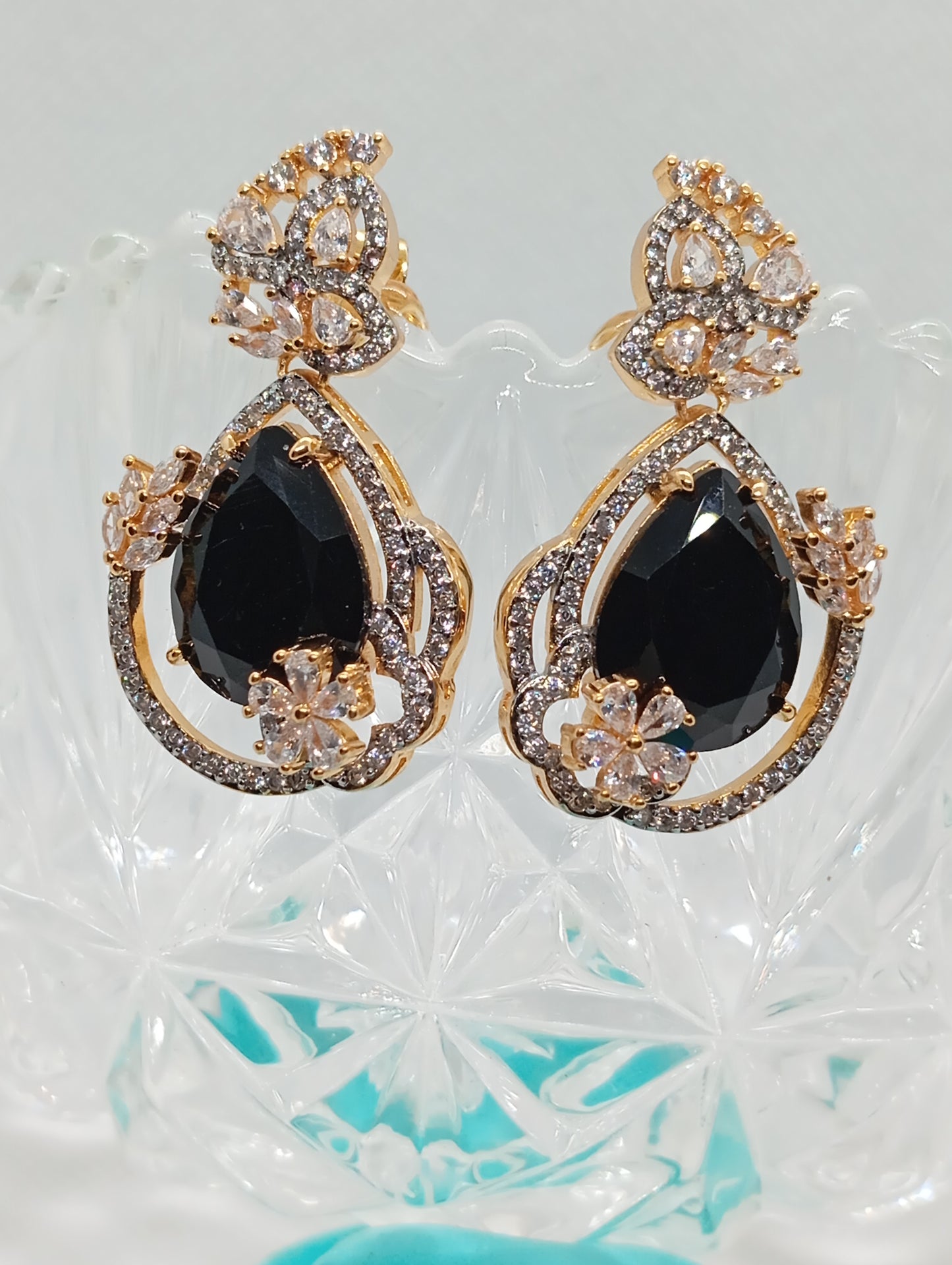 Premium Designer Judao Zircon Earrings | Stone and 22k Gold Polish | 6 Colors | RE-11i26