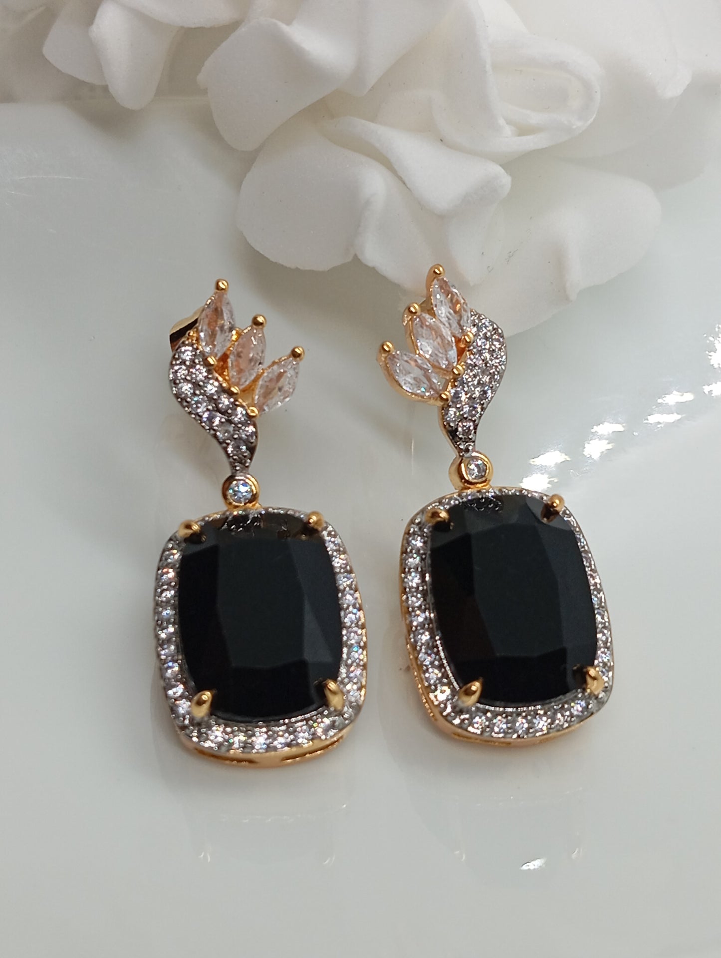 Designer Judao Zircon Earrings | with Stone and 22k Gold Polish | 6 Colors | RE-112h