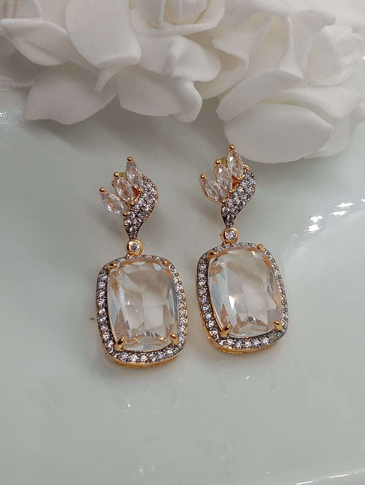 Designer Judao Zircon Earrings | with Stone and 22k Gold Polish | 6 Colors | RE-112h