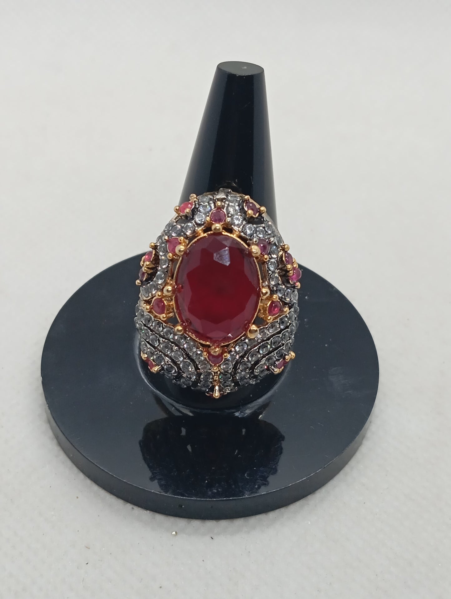 Premium Diamond 💎 cut Zircon judao adjustable ring|6 colours| with stone, 22 k gold polish hand crafted | gR-89z