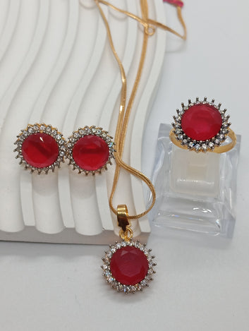 22k Gold plated Premium locket set with stones | GLORY | 3 Colors | |Hand carved | RSL-617