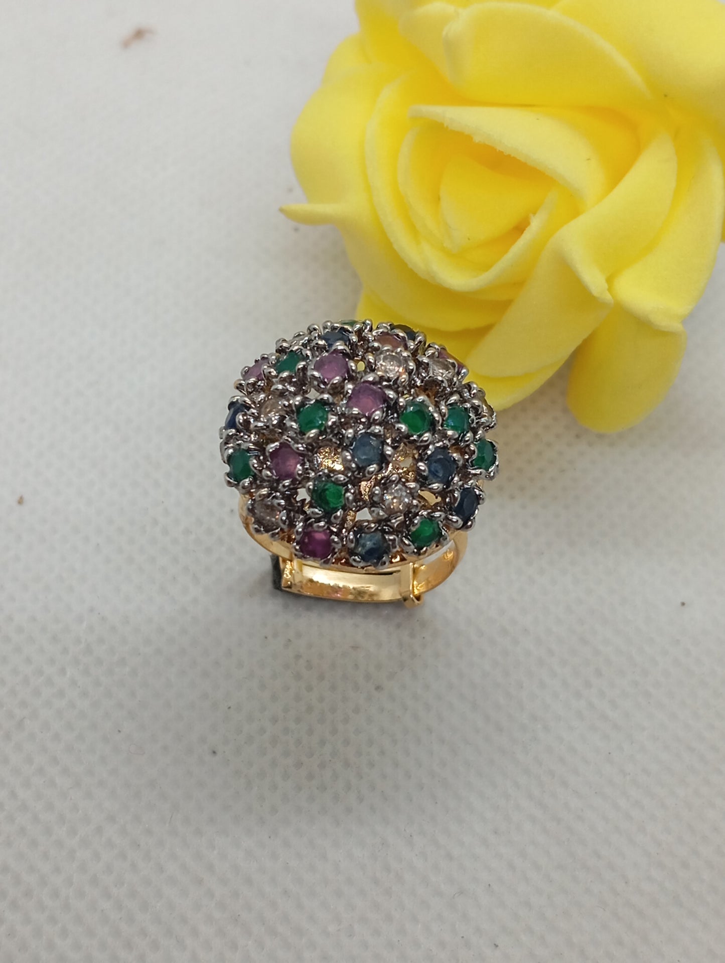 Premium Diamond 💎 cut Zircon judao adjustable ring , 22 k gold polish hand crafted | TM-89z