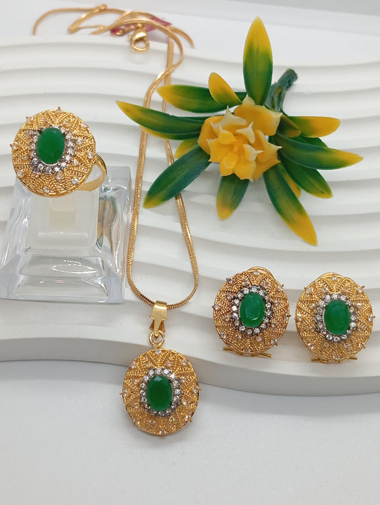 Traditional | 3 Colors | 22k Gold plated Premium locket set with stones |Hand carved | 6596F