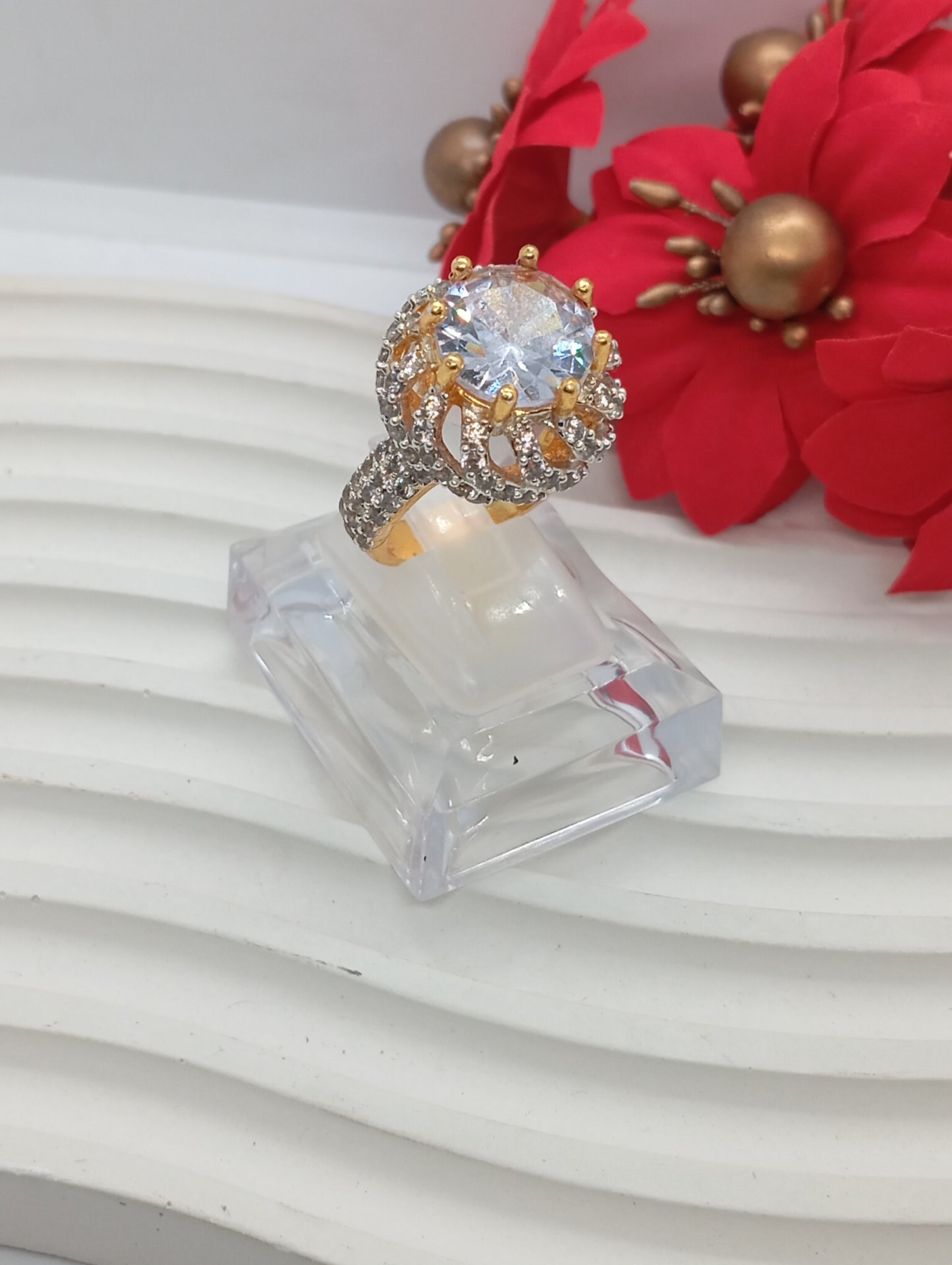 Premium Diamond 💎 cut Zircon judao adjustable ring|6 colours| with stone, 22 k gold polish hand crafted | gR-89kj