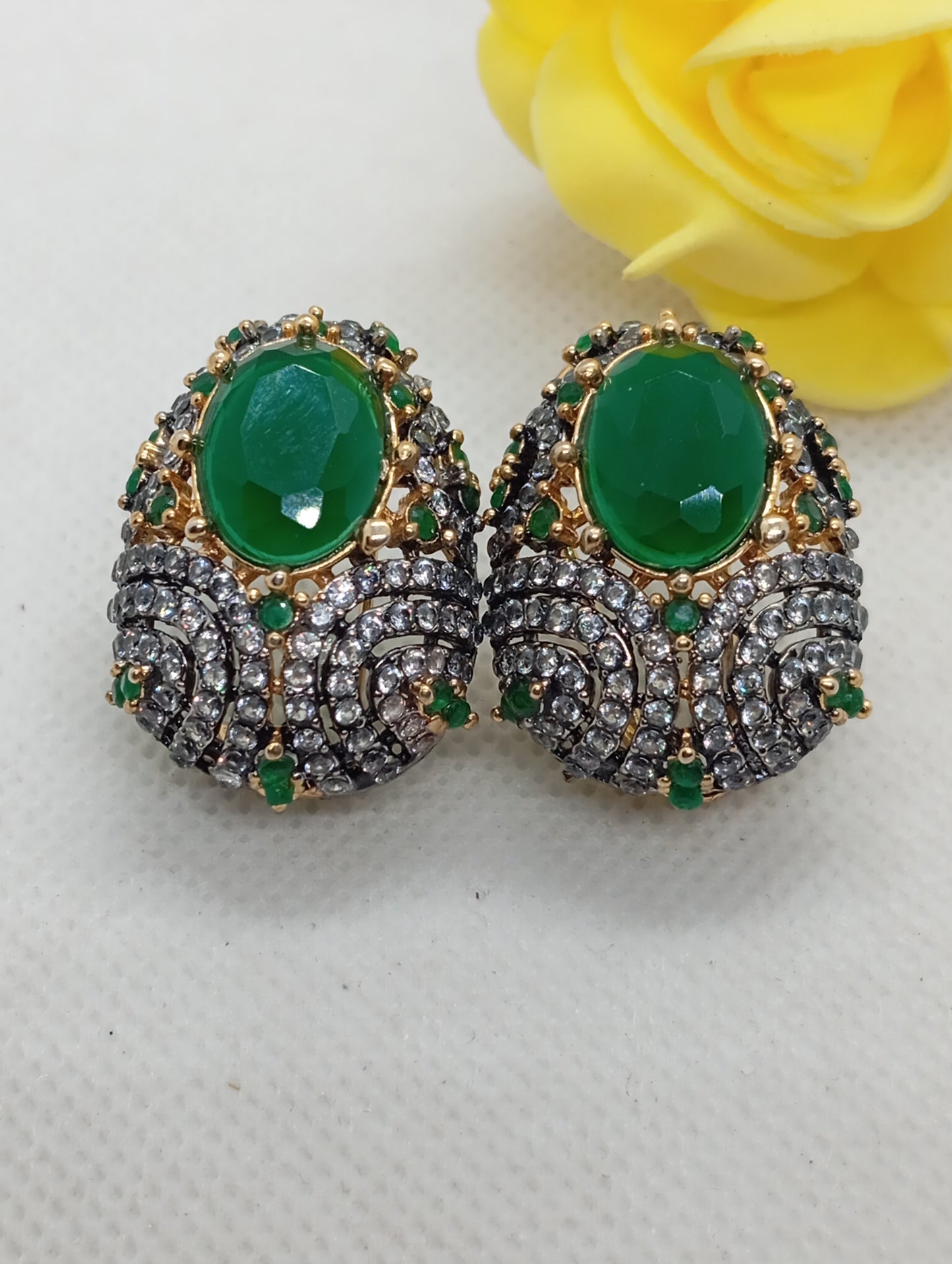 Galaxy Earrings| Premium Diamond cut Zircon earrings  | 22K Gold Plated | RME-21
