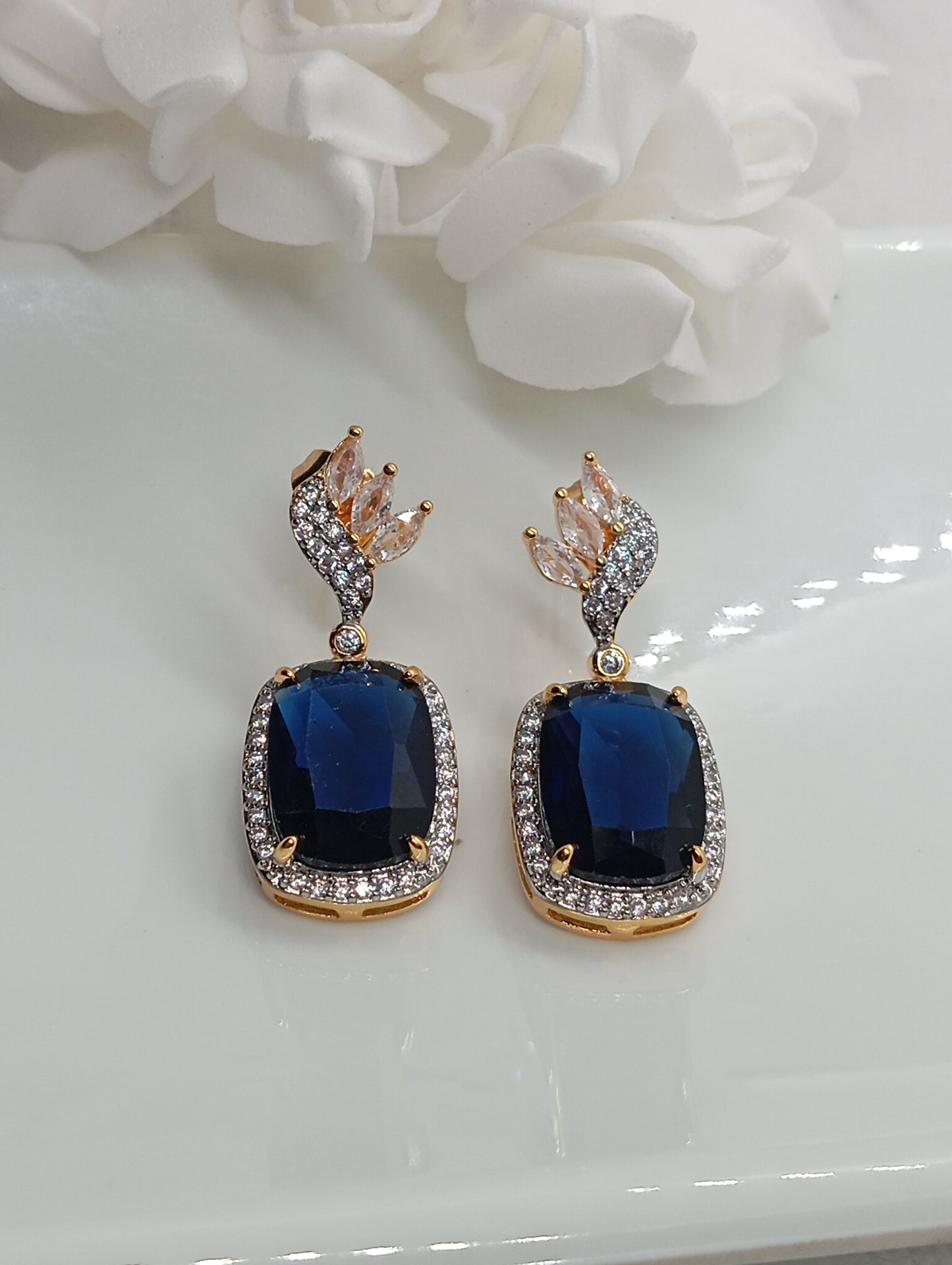 Designer Judao Zircon Earrings | with Stone and 22k Gold Polish | 6 Colors | RE-112h