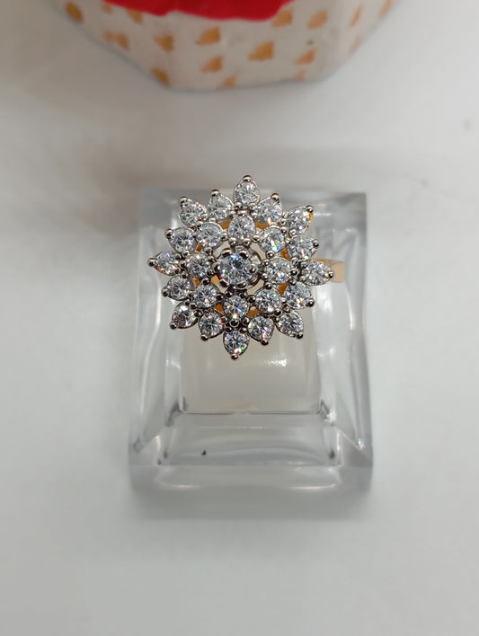 Diamond 💎 cut Zircon judao adjustable ring 22 k gold plated hand crafted | RR-3253