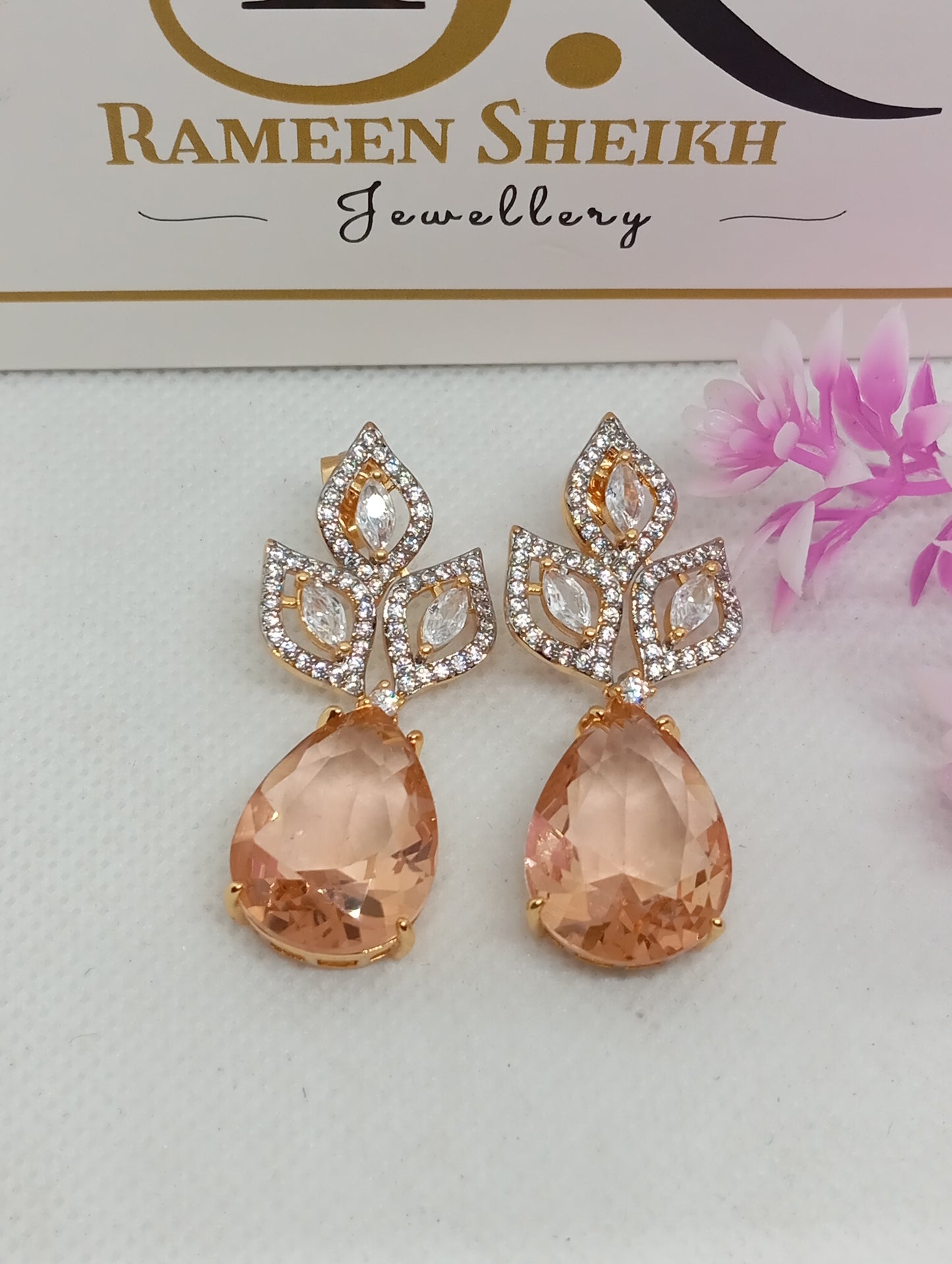 Designer Judao Zircon Earrings | with Stone and 22k Gold Polish | 6 Colors | RE-7ds7