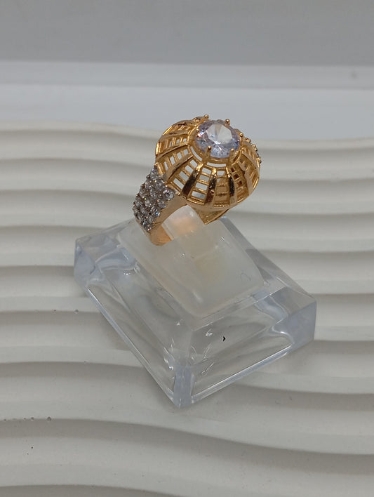 Diamond 💎 cut Zircon judao adjustable ring 22 k gold plated hand crafted | RR-90