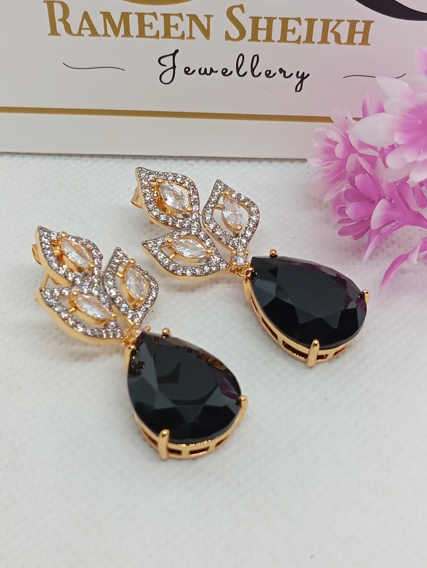 Designer Judao Zircon Earrings | with Stone and 22k Gold Polish | 6 Colors | RE-7ds7