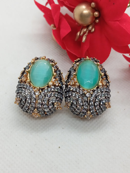 Galaxy Earrings| Premium Diamond cut Zircon earrings  | 22K Gold Plated | RME-21