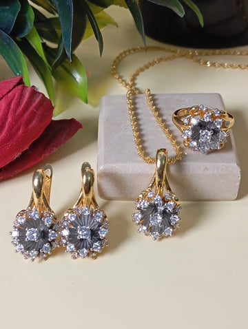 Premium Diamond cut Zircon set, 22 k gold plated | Hypnotized | | RSL-629