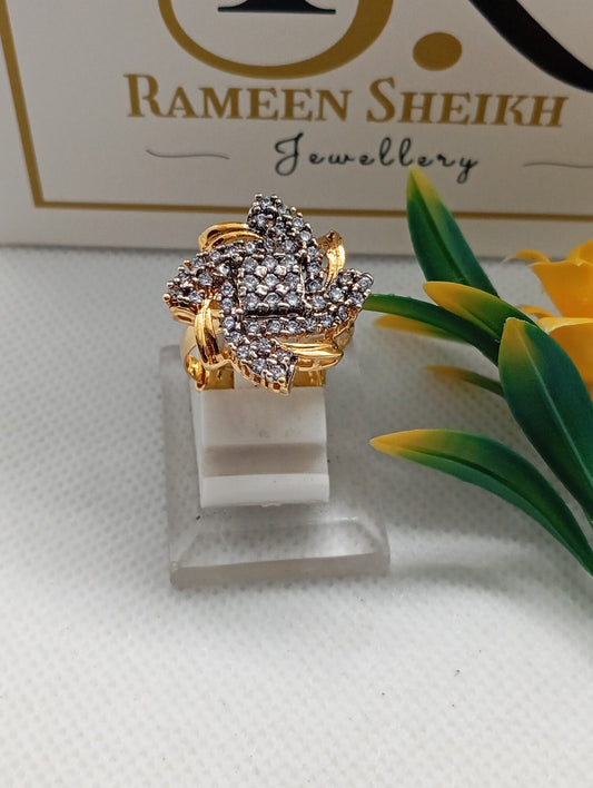 Diamond cut Zircon | judao ring | 22k gold polish | RR-102